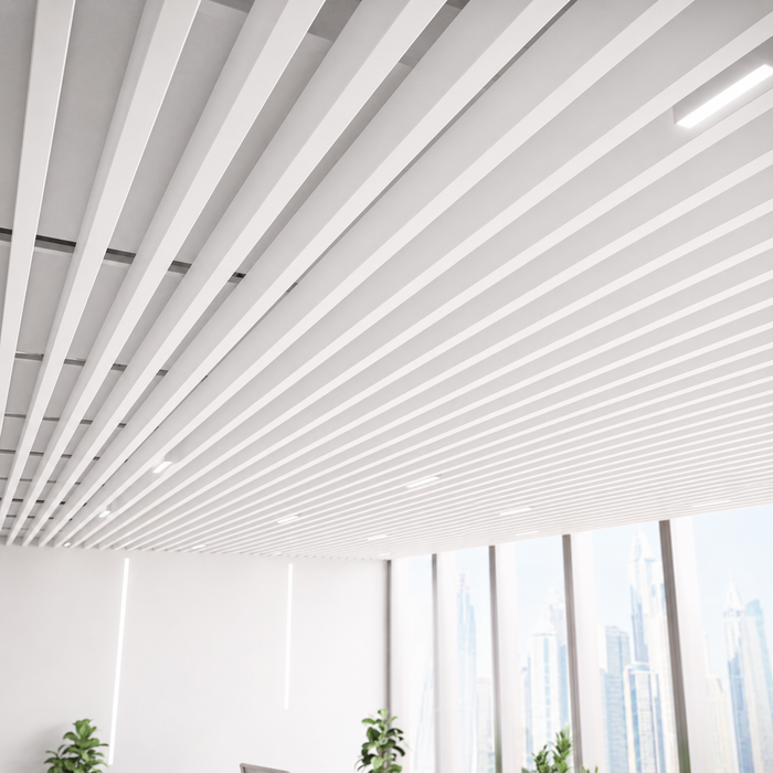 White - Suspended Slatted Wood Ceiling System full image