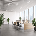 White - Suspended Slatted Wood Ceiling System far view