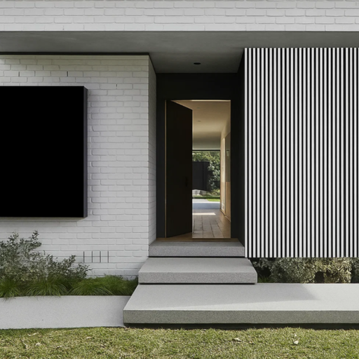 White Oak and Black 6 Grid Composite Siding Shiplap – Slat Wall Cladding System for Exteriors