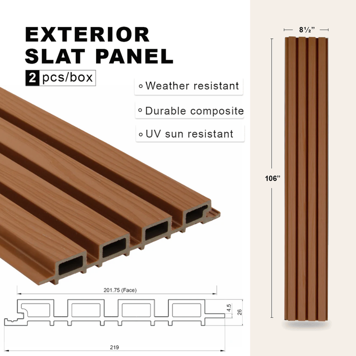 Woodgrain Teak Siding Slat Panels for Exterior Outdoor Walls