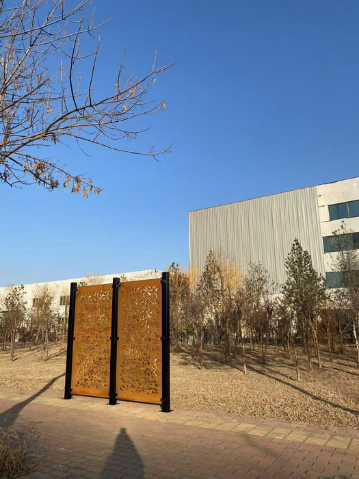 Corten Decorative Floral Metal Fence and Privacy Screen - Heavy Gauge Steel Panels