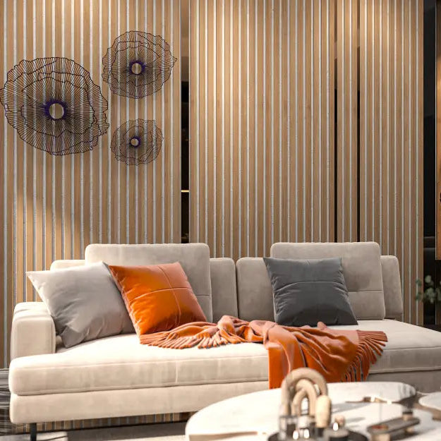 American Oak Acoustic Wall Panels White Backing | 106 X 12 - 2 Pieces Per Box