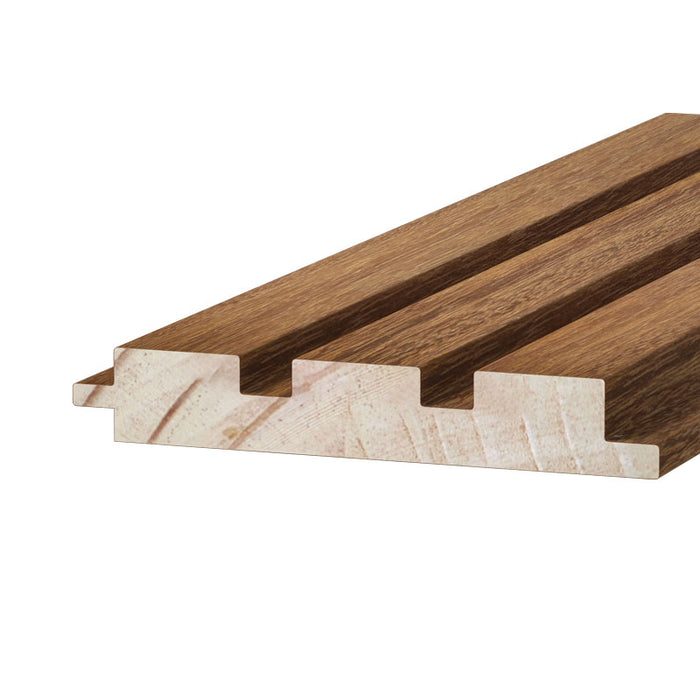 Light Brown Wide-Slat Wood Wall Panels - Broad Profile Solid Wood Wall Paneling