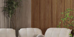 Light Brown Wide-Slat Wood Wall Panels - Broad Profile Solid Wood Wall Paneling