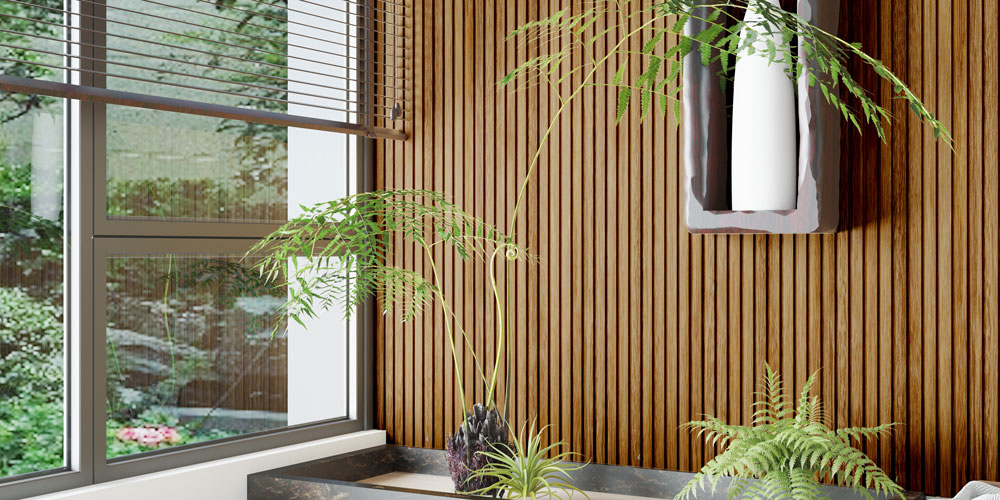 Light Brown Wide-Slat Wood Wall Panels - Broad Profile Solid Wood Wall Paneling