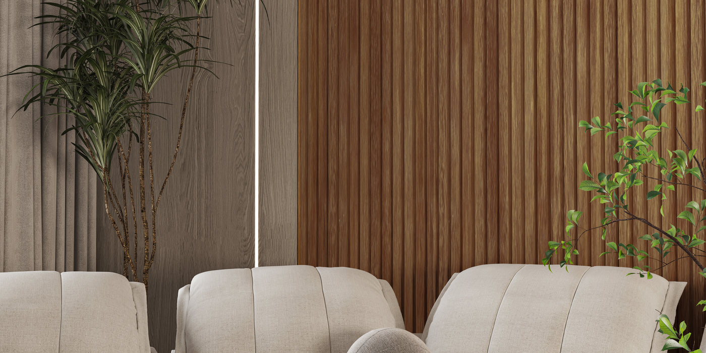 Oak Brown Slat Wood Wall Panels - 94.5" Long x 5" Wide