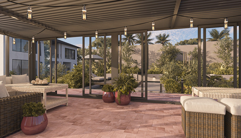 Cielo Cabana™ Luxury Louvered Roof Glass Pergola – Black 20×10 ft - Available Now - Ready to Ship