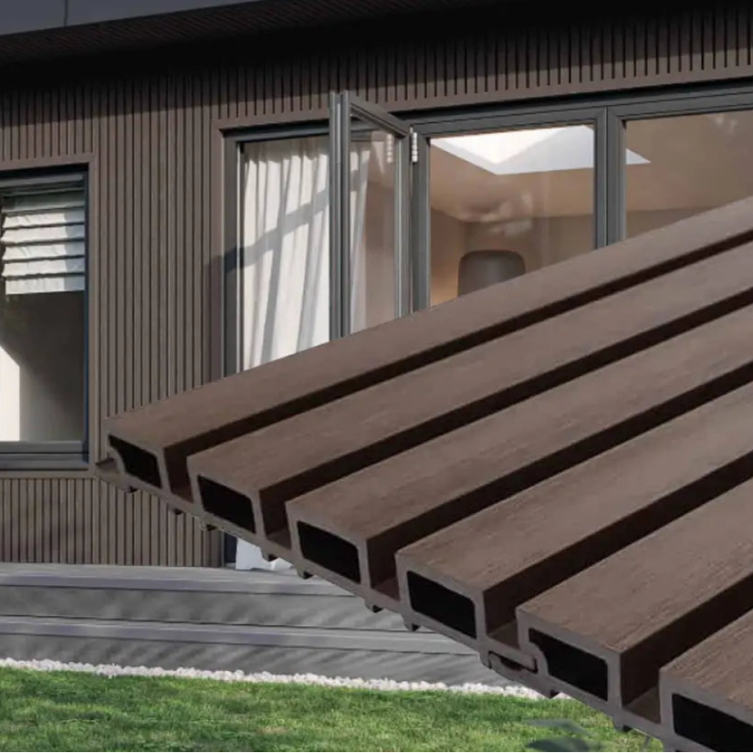 Dark Brown Composite Siding Slat Panels for Exterior Outdoor Walls
