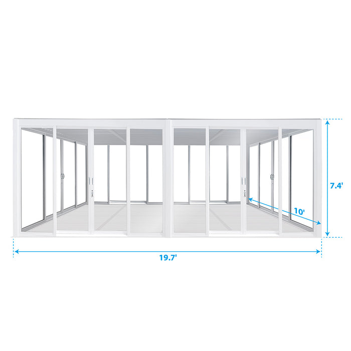 Cielo Cabana™ Luxury Louvered Roof Glass Pergola – White 20×10 ft