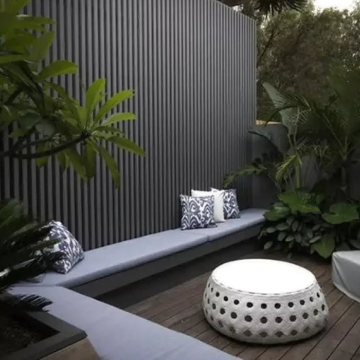 Gray Ridged Slats Gray Composite Siding Slat Panels for Exterior Outdoor Walls ...