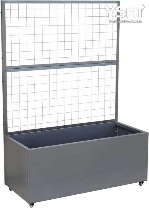 rolling trellis planter box Gray Modern Metal Rolling Planter Box with Lattice Trellis – Corten St