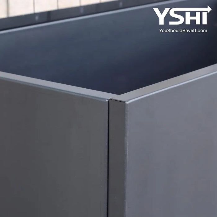 rolling trellis planter box Gray Modern Metal Rolling Planter Box with Lattice Trellis – Corten Steel Trough Planter with Casters – 66” x 46” x 21”