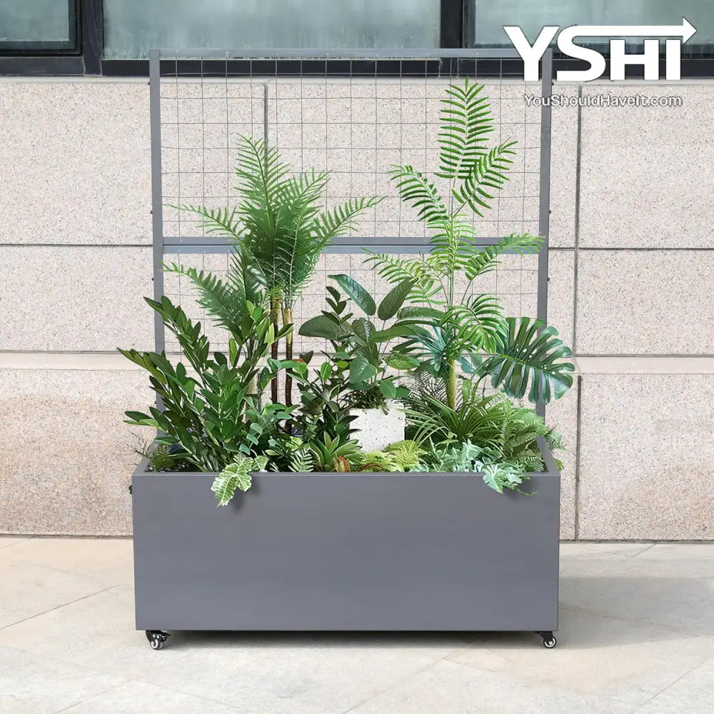 large trellis planter box Gray Modern Metal Rolling Planter Box with Lattice Trellis – Corten St