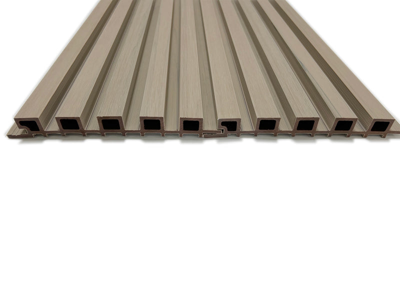 Pale Oak 5 Grid Composite Siding Slat Panels for Exterior Outdoor Walls