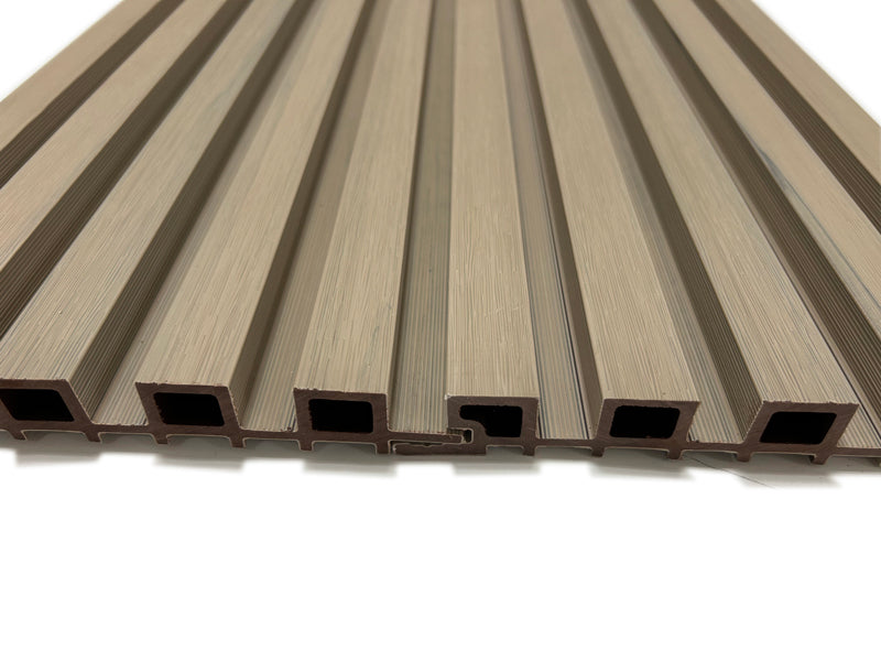 Pale Oak 5 Grid Composite Siding Slat Panels for Exterior Outdoor Walls
