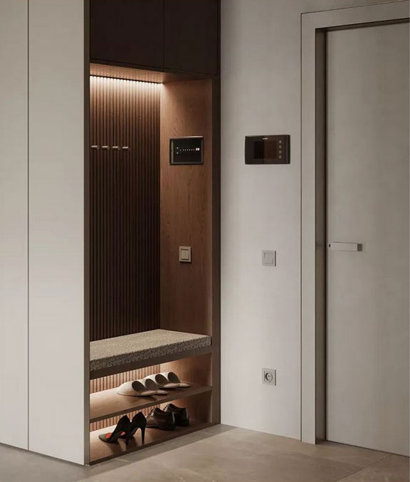 7 Grid Dark Chestnut Slat Wood Wall Panels