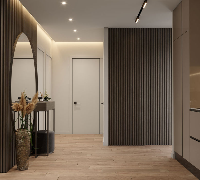 7 Grid Dark Chestnut Slat Wood Wall Panels