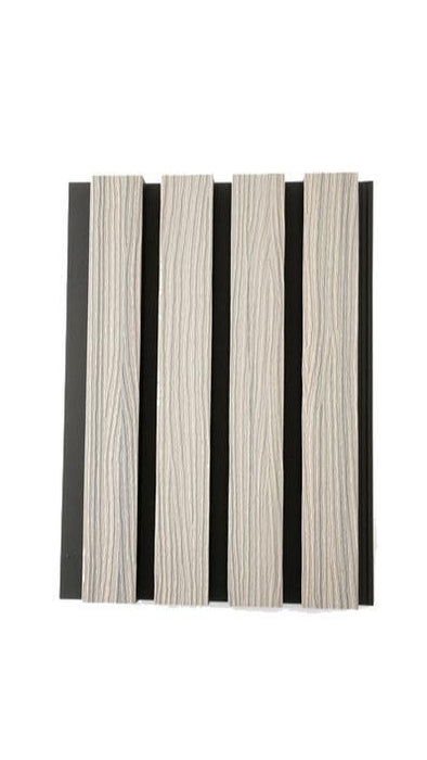 Seaside Oak Composite Slat Wall Panels Embossed Wood Grain Finish With Black Accents