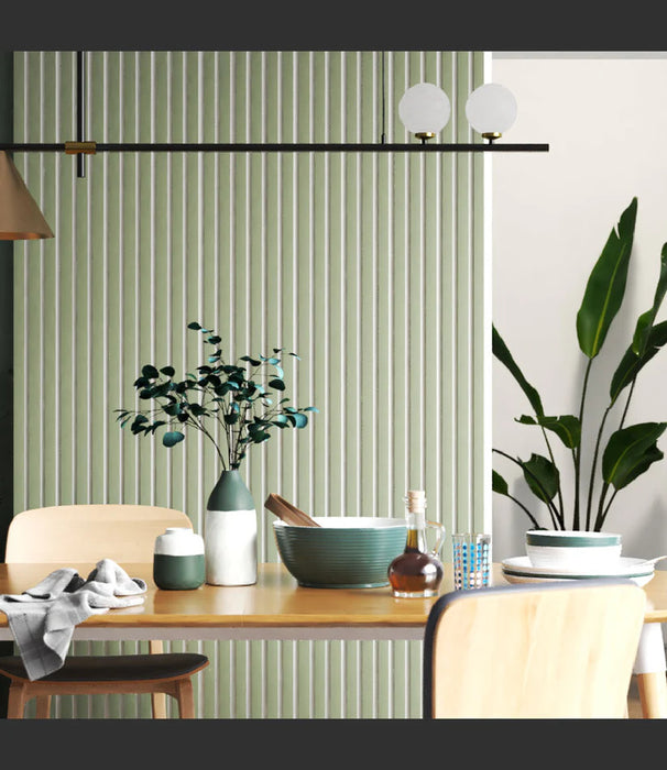 Alamosa Green with White Backing Acoustic Slat Wood Wall Panels
