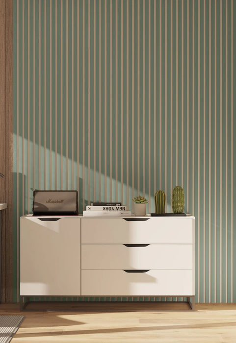 Alamosa Green with White Backing Acoustic Slat Wood Wall Panels
