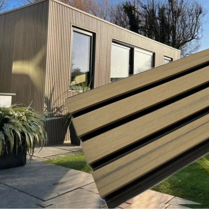Pale Oak & Black Teak Outdoor Cladding Panels - European Siding Board