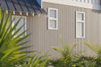 Seaside Oak Composite Slat Wall Panels Embossed Wood Grain Finish With Black Accents