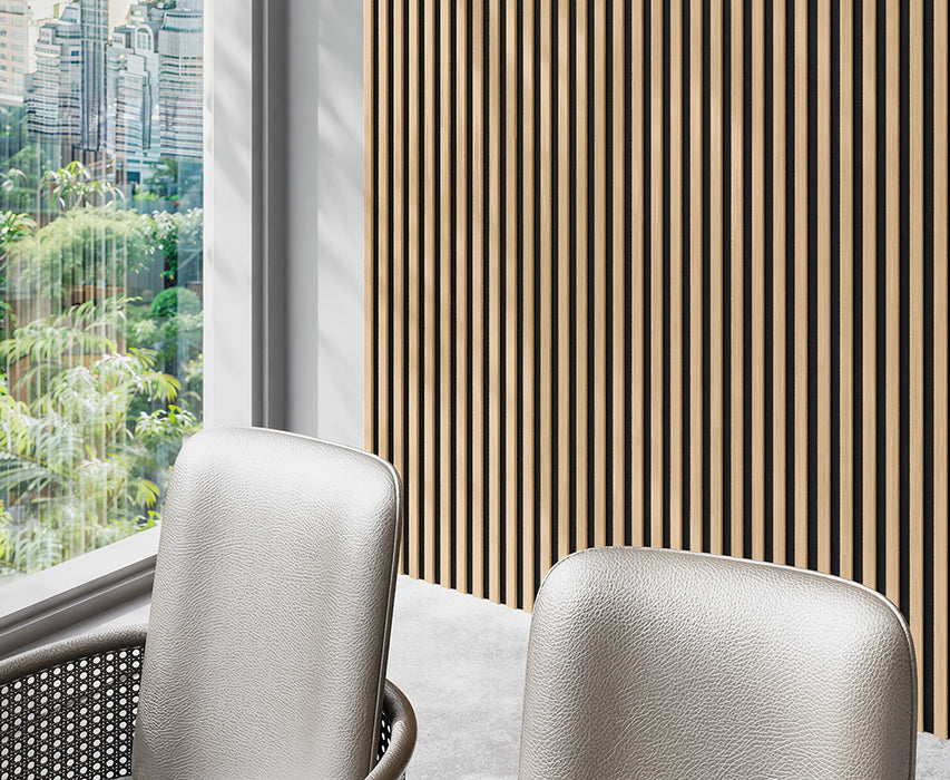 4 Grid White Maple Black Gap MDF Slat Wall Panels - 94.5" Long & 106" long