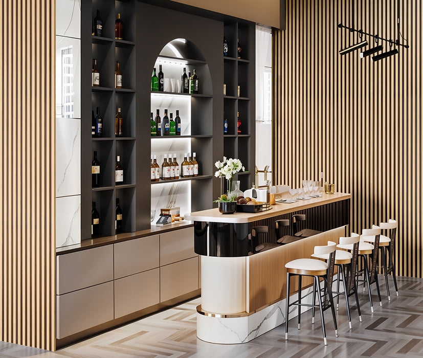 4 Grid White Maple Black Gap MDF Slat Wall Panels - 94.5" Long & 106" long