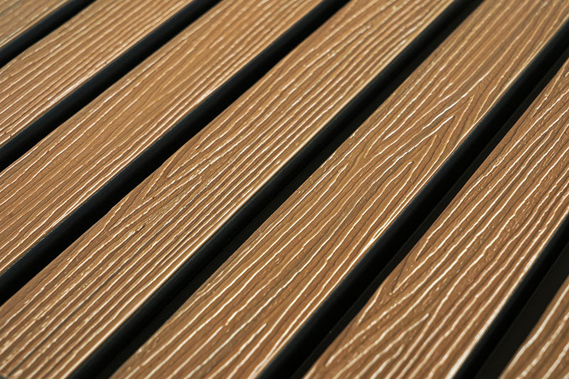 Weathered Teak Composite Slat Wall Panels close up