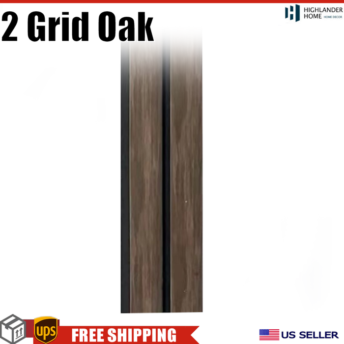 2 Grid Oak Brown Vinyl Cladding Panels 94.5" x 4.8" 2 grid Shiplap Wall Paneling - VWC_S055