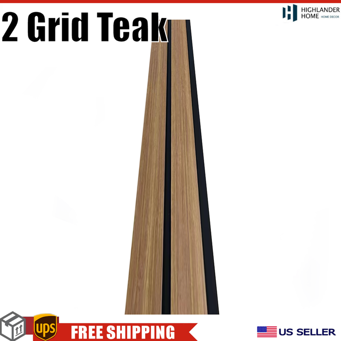 2 Grid Teak Viny Cladding Panels 94.5" x 4.8" 2 grid Shiplap Wall Paneling - S1220-046