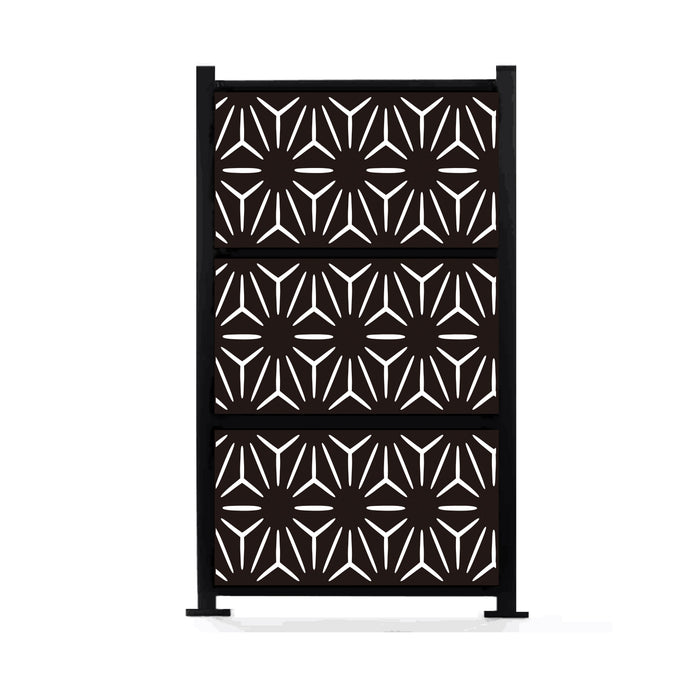 Big Diamond 76" x 52'' 3pc Combo Laser Cut Metal Privacy Stand Partition Fence - Horizontal Stack