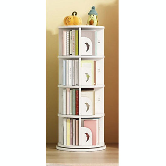 360-Degree 4 Tier Revolving Bookshelf with Dolphin Cutout Divider -  YouShouldHaveIt