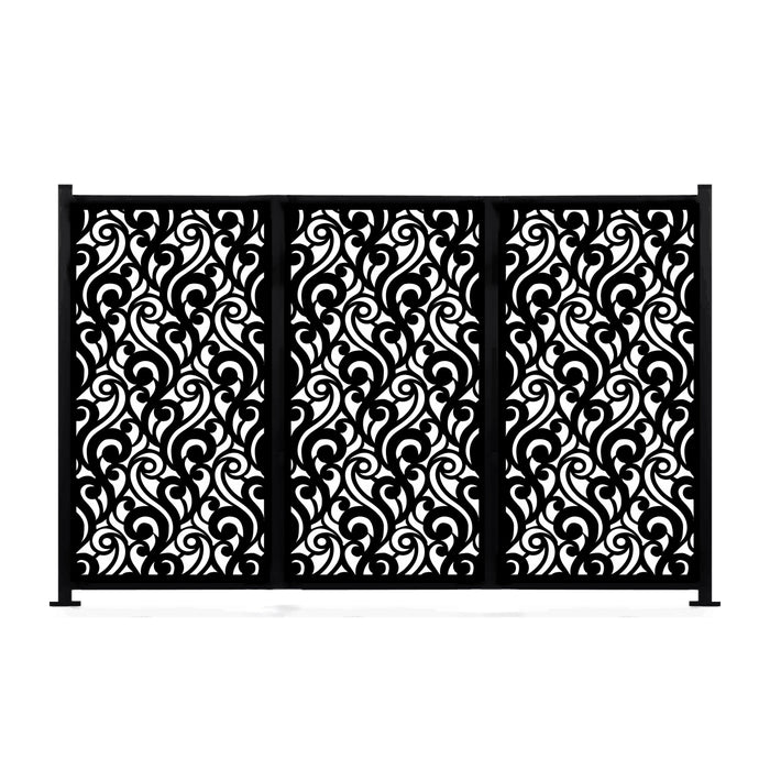 WaveCurve 48"x72"/set 3pc Combo Laser Cut Metal Privacy Stand Partition Cafe Fence - Vertical Stack