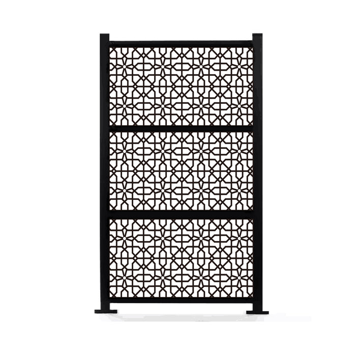 Circle Knot 76" x 52'' 3pc Combo Laser Cut Metal Privacy Stand Partition Fence - Horizontal Stack