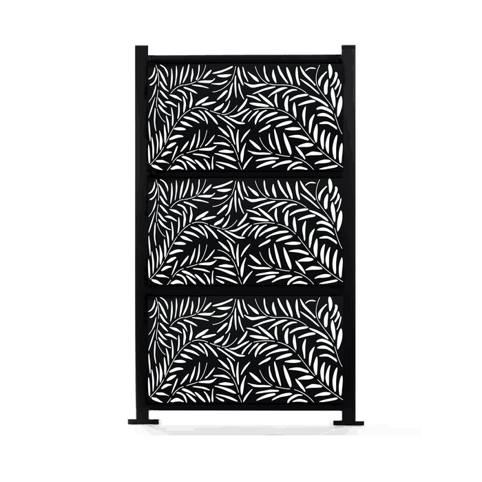 Weeping Willow 76" x 52'' 3pc Combo Laser Cut Metal Privacy Stand Partition Fence - Horizontal Stack