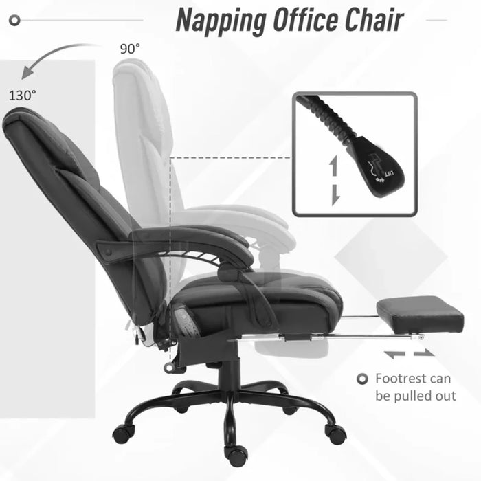 Black Massage Gaming Chair with Footrest