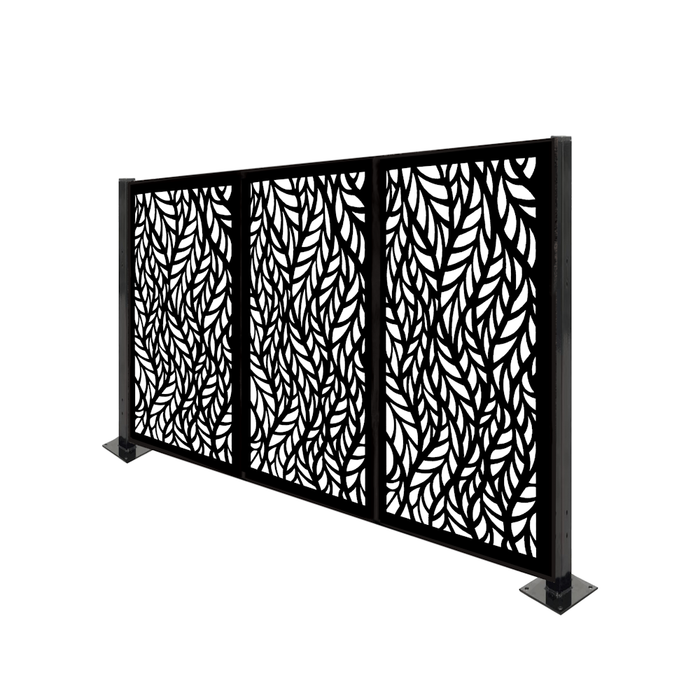 Blowing Leaves 48"x72"/set 3pc Combo Laser Cut Metal Privacy Stand Partition Cafe Fence - Vertical Stack