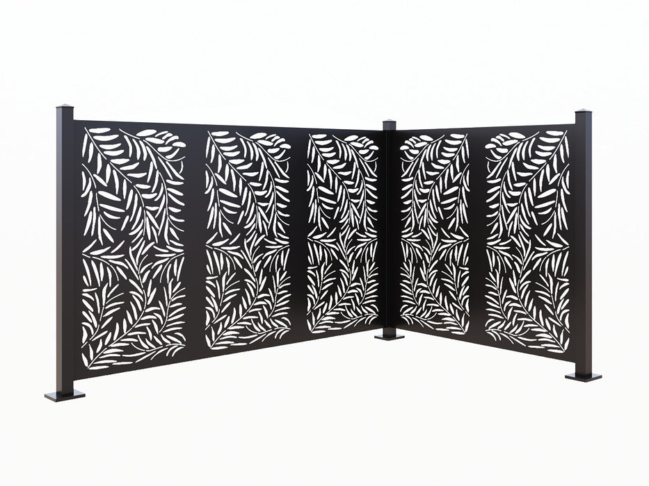 Weeping Willow 52" Laser Cut Metal Cafe Partition 5 Panel Combo  - Vertical Stack
