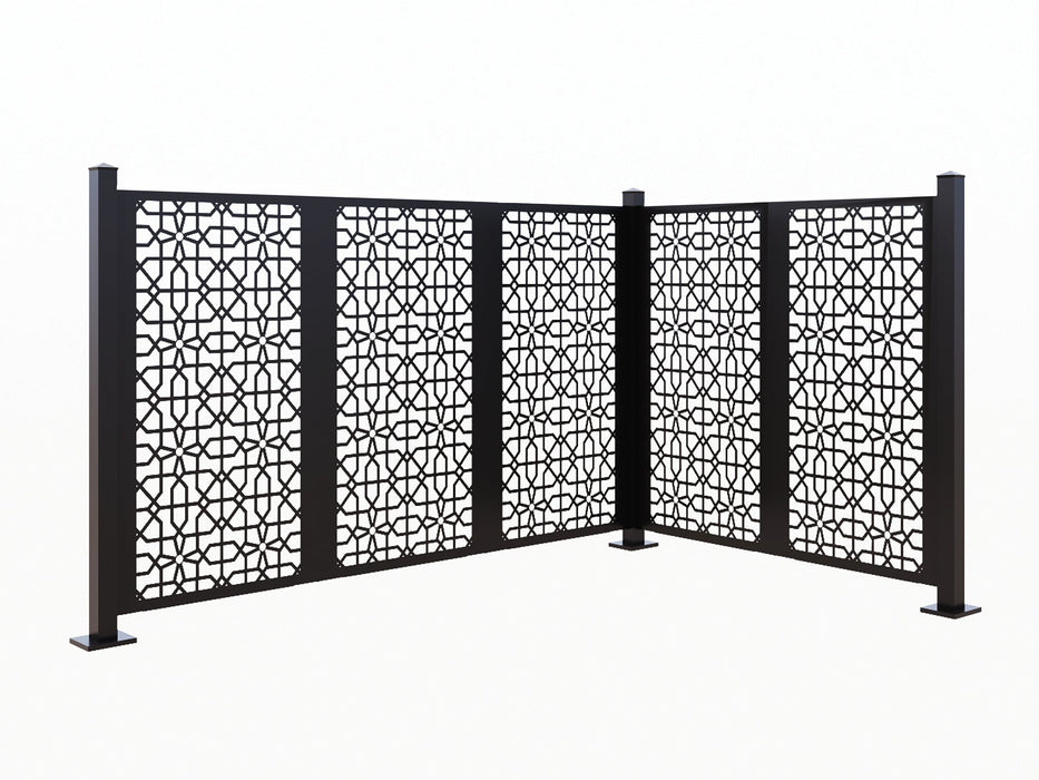 Connect Knot 52" Laser Cut Metal Cafe Partition 5 Panel Combo  - Vertical Stack