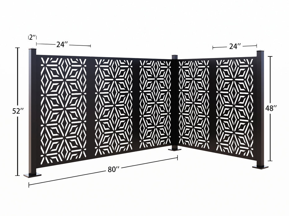 Diamond 52" Laser Cut Metal Cafe Partition 5 Panel Combo  - Vertical Stack