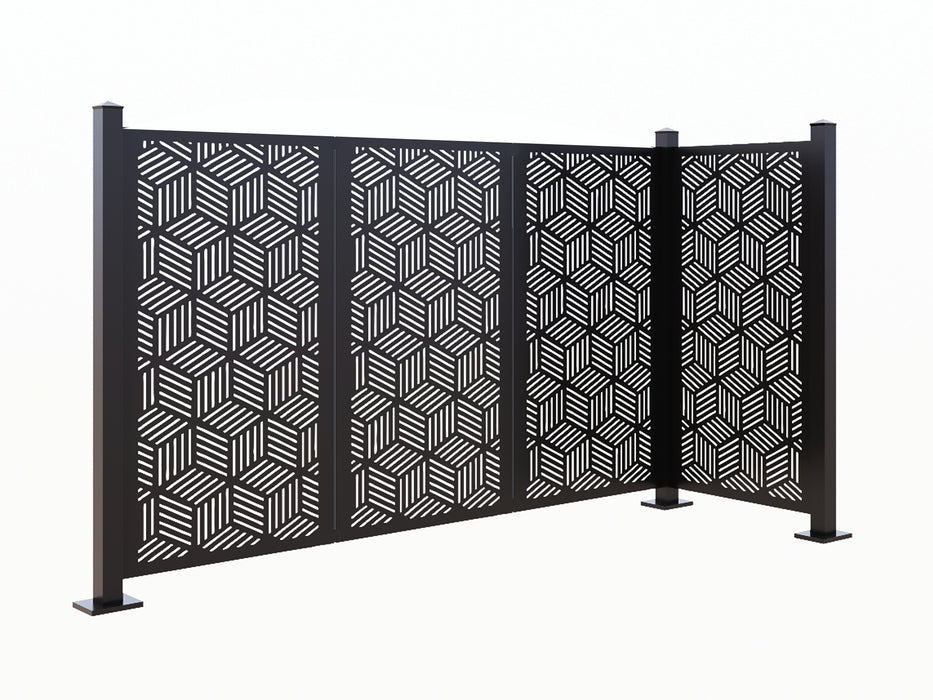 HoneyComb 52" Laser Cut Metal Cafe Partition 4 Panel Combo  - Vertical Stack