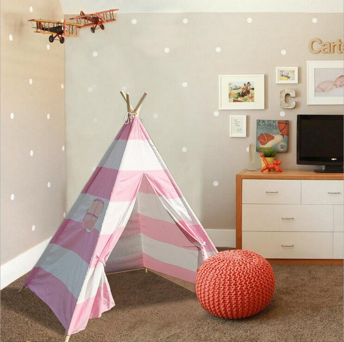 Pink Kids Indian Teepee Play Tent, Children Playhouse for Indoor Outdoors