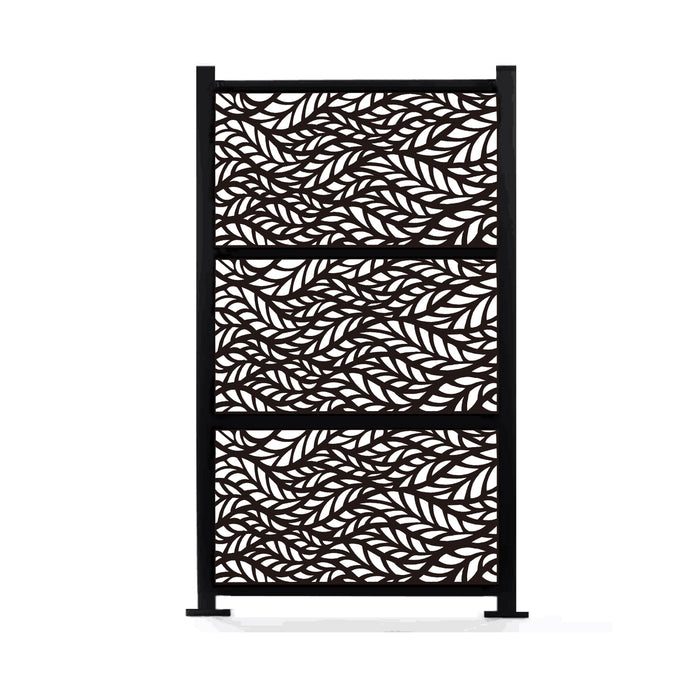Blowing Leaves 76" x 52'' 3pc Combo Laser Cut Metal Privacy Stand Partition Fence - Horizontal Stack