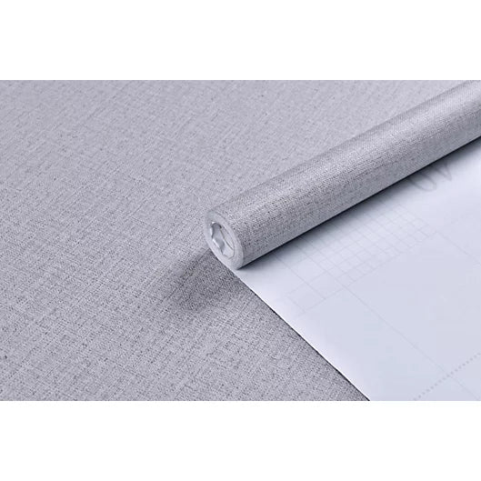 Light Grey Linen Texture Vinyl Self-Adhesive Peel and Stick Wallpaper Roll, 2 x 33ft /Roll