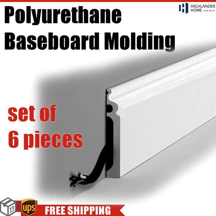 Polyurethane Baseboard Molding 94 1/2"H x 4"W x 3/5"D Casting (Set of 6) CBB T1007
