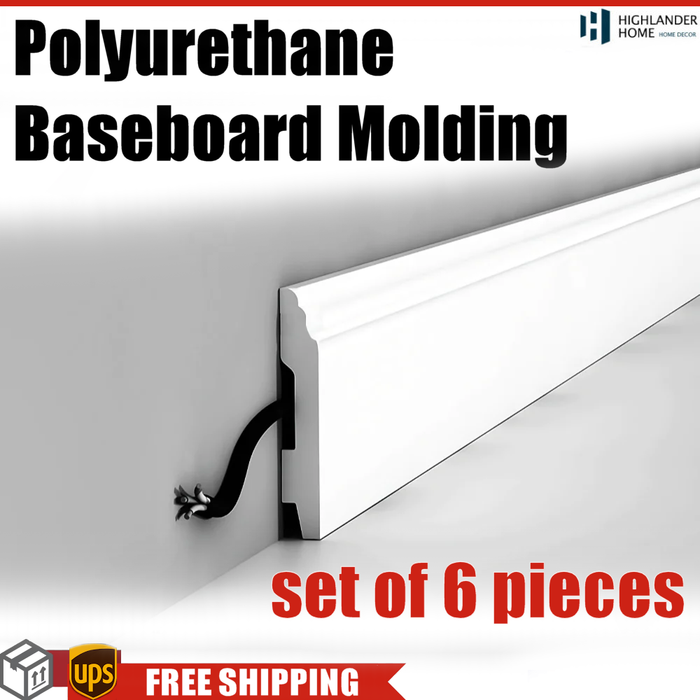 Polyurethane Baseboard Molding 1/2"H x 4"W x 2/5"D Casting (Set of 6) VBB_T1003
