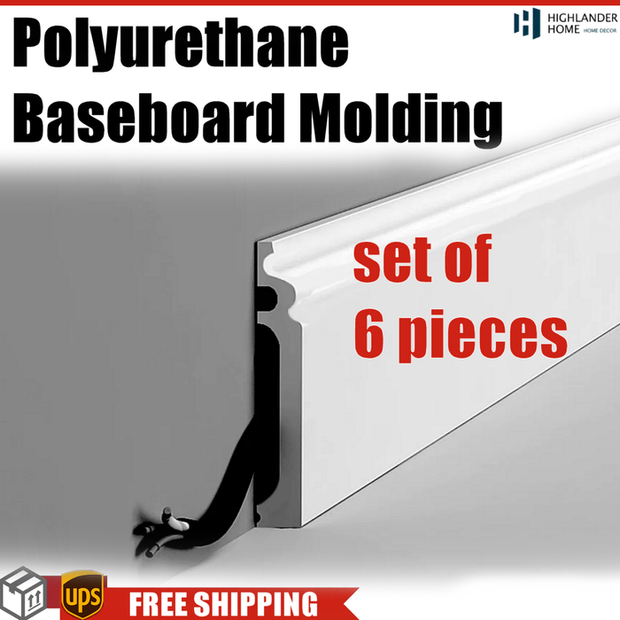 Polyurethane Baseboard Molding 94 1/2"H x 4"W x 3/5"D Casting (Set of 6) VBB_T1006