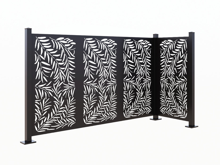 Weeping Willow 52" Laser Cut Metal Cafe Partition 4 Panel Combo  - Vertical Stack
