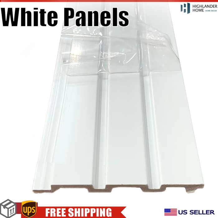White 94.5 x 4.8 Acoustic Vinyl Wall Cladding Siding Board Panel (4-Piece) - VWC_G126A-001WB
